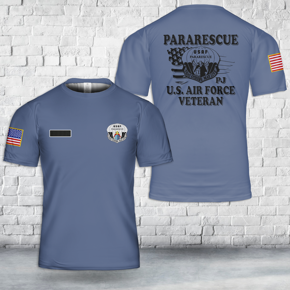 Custom Name US Air Force Pararescue Veteran T-Shirt 3D
