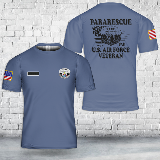 Custom Name US Air Force Pararescue Veteran T-Shirt 3D
