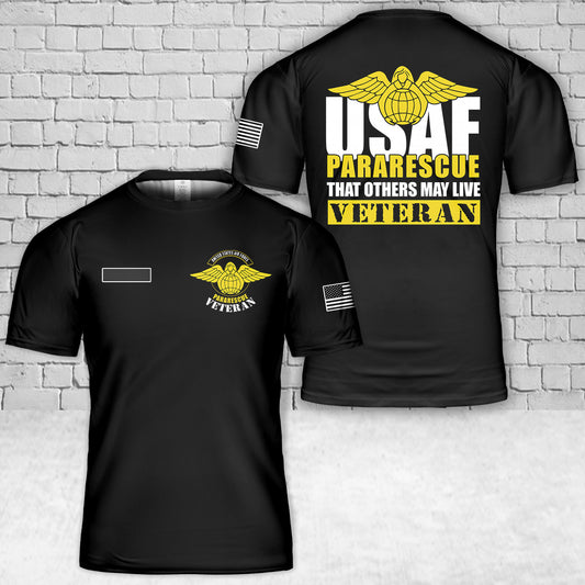 Custom Name US Air Force Pararescue Veteran T-Shirt 3D