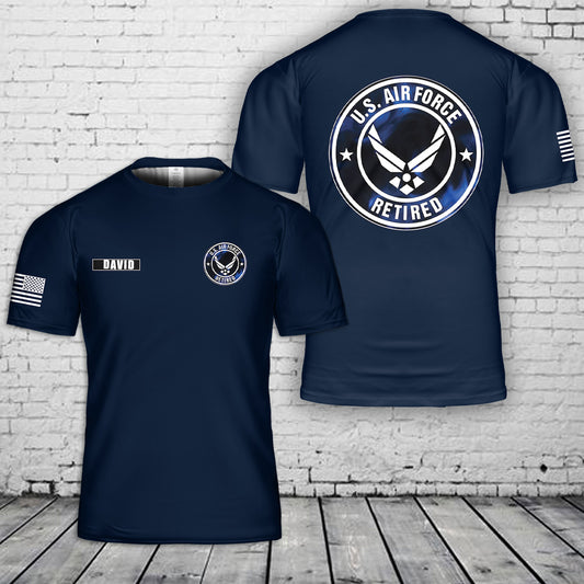 Custom Name US Air Force Retired 3D T-Shirt