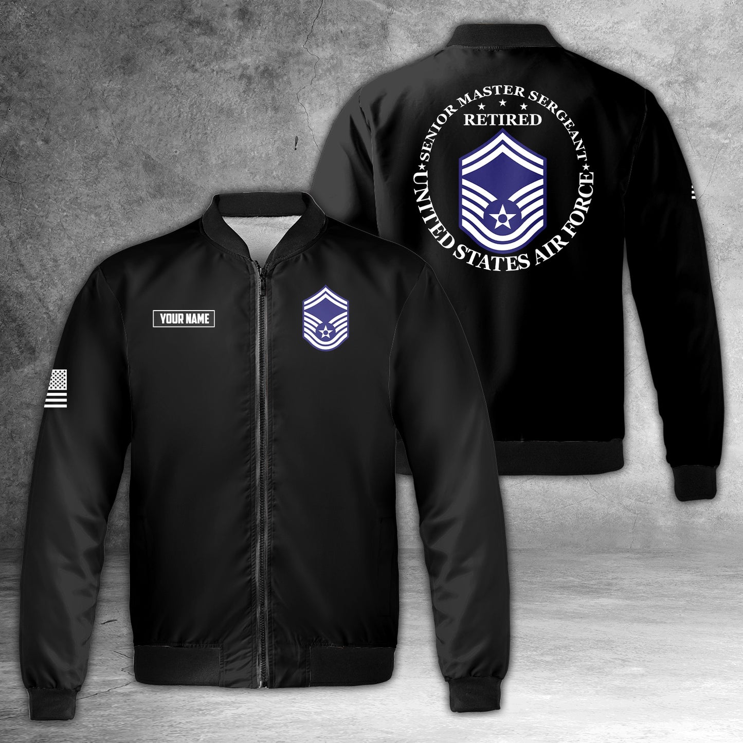 Custom Name US Air Force Senior Master Sergeant Retired Bomber Jacket