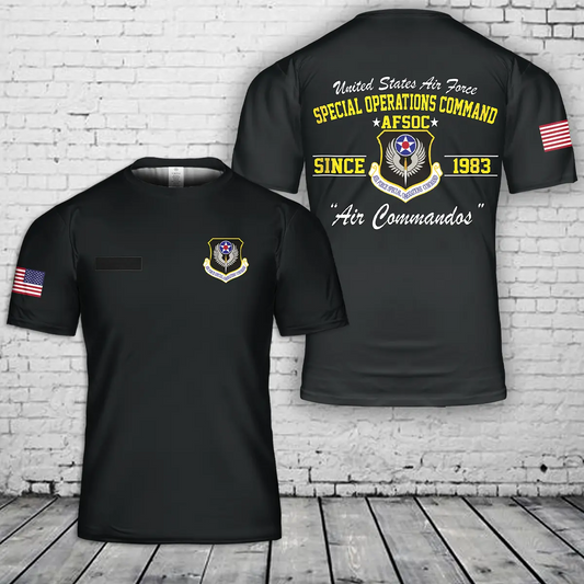 Custom Name US Air Force Special Operations Command T-Shirt 3D
