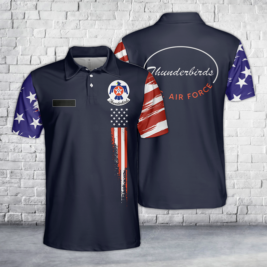 Custom Name US Air Force Thunderbirds, 4th Of July Polo Shirt