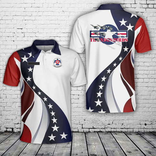 Custom Name US Air Force Thunderbirds, 4th Of July Polo Shirt