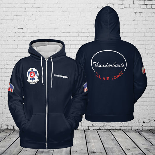 Custom Name US Air Force Thunderbirds AOP Zip Hoodie
