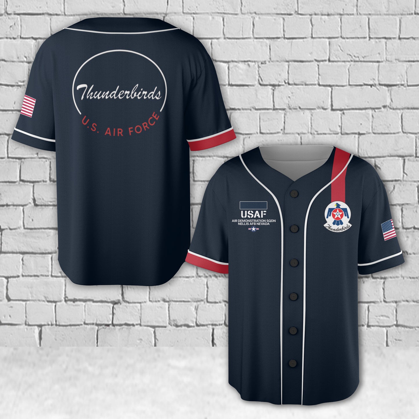 Custom Name US Air Force Thunderbirds Baseball Jersey