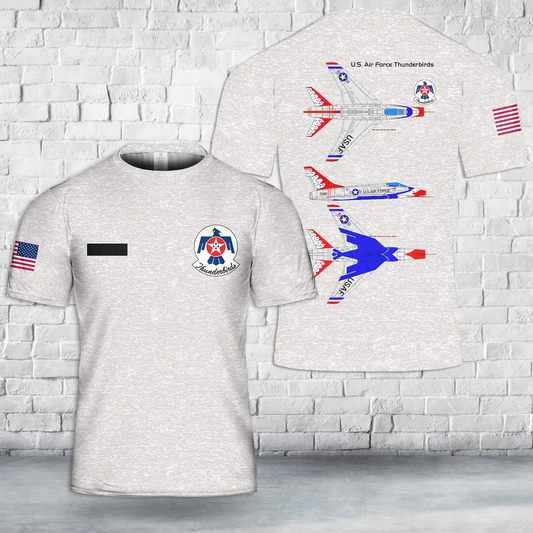 Custom Name US Air Force Thunderbirds F-100 T-Shirt 3D