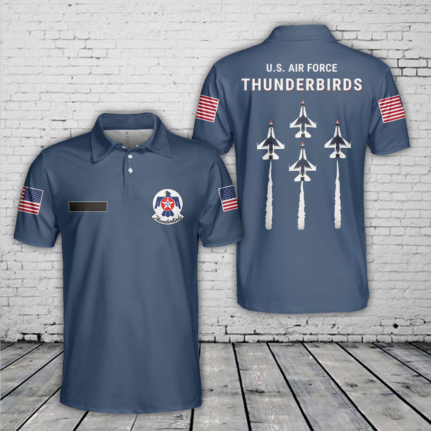 Custom Name US Air Force Thunderbirds Polo Shirt