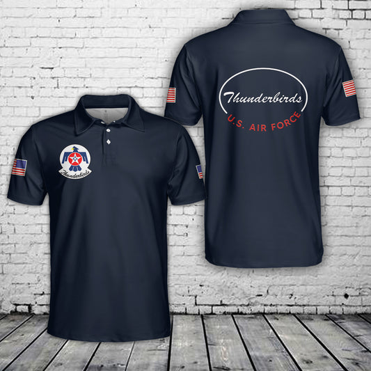 Custom Name US Air Force Thunderbirds Polo Shirt