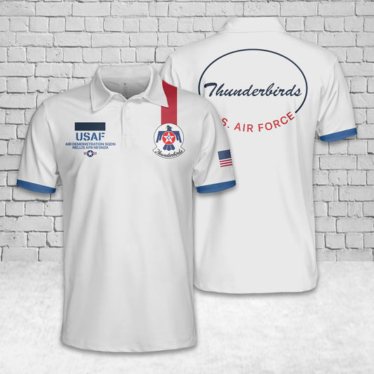 Custom Name US Air Force Thunderbirds Polo Shirt White Version