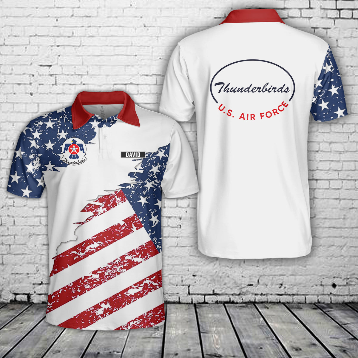 Custom Name US Air Force Thunderbirds, 4th Of July AOP Polo Shirt