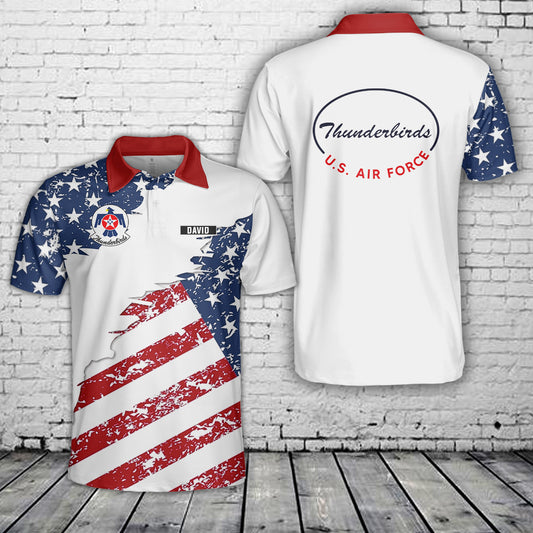 Custom Name US Air Force Thunderbirds, 4th Of July AOP Polo Shirt