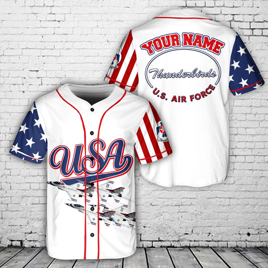 Custom Name US Air Force Thunderbirds, 4th Of July Baseball Jersey
