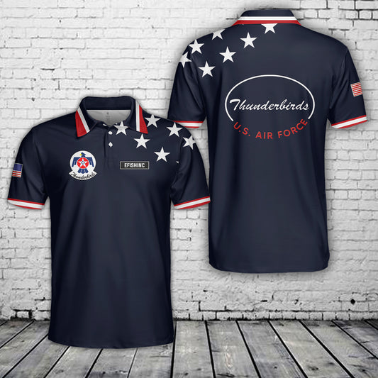 Custom Name US Air Force Thunderbirds, 4th Of July Polo Shirt