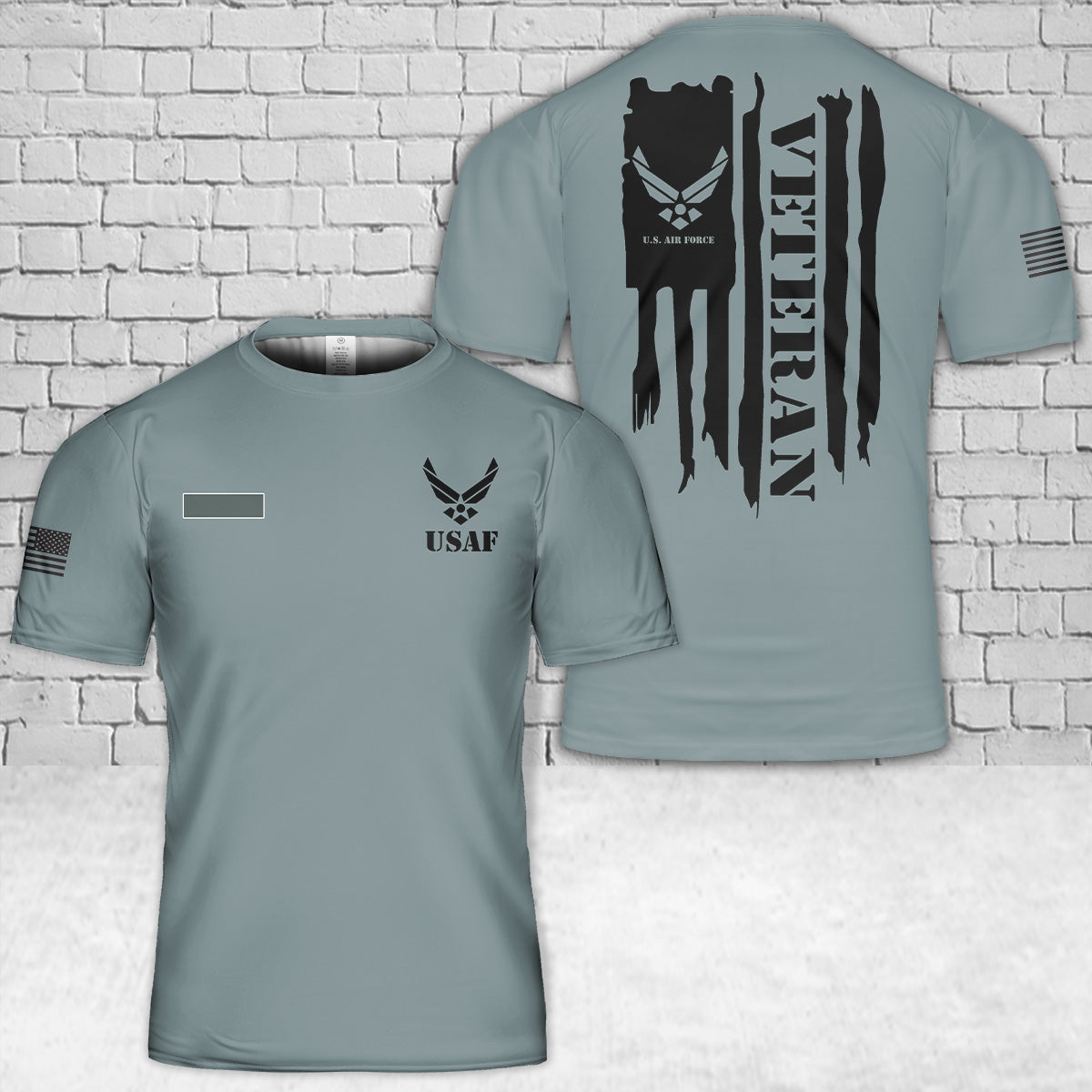Custom Name US Air Force Veteran With Flag T-Shirt 3D
