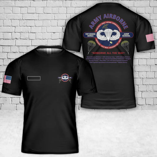 Custom Name US Airborne Fort Benning-Georgia Unit & Operations Campaign T-Shirt 3D