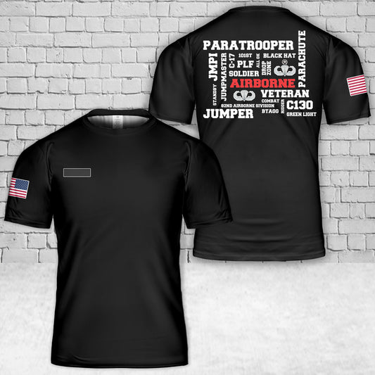 Custom Name US Airborne Paratrooper Jumpmaster T-Shirt 3D