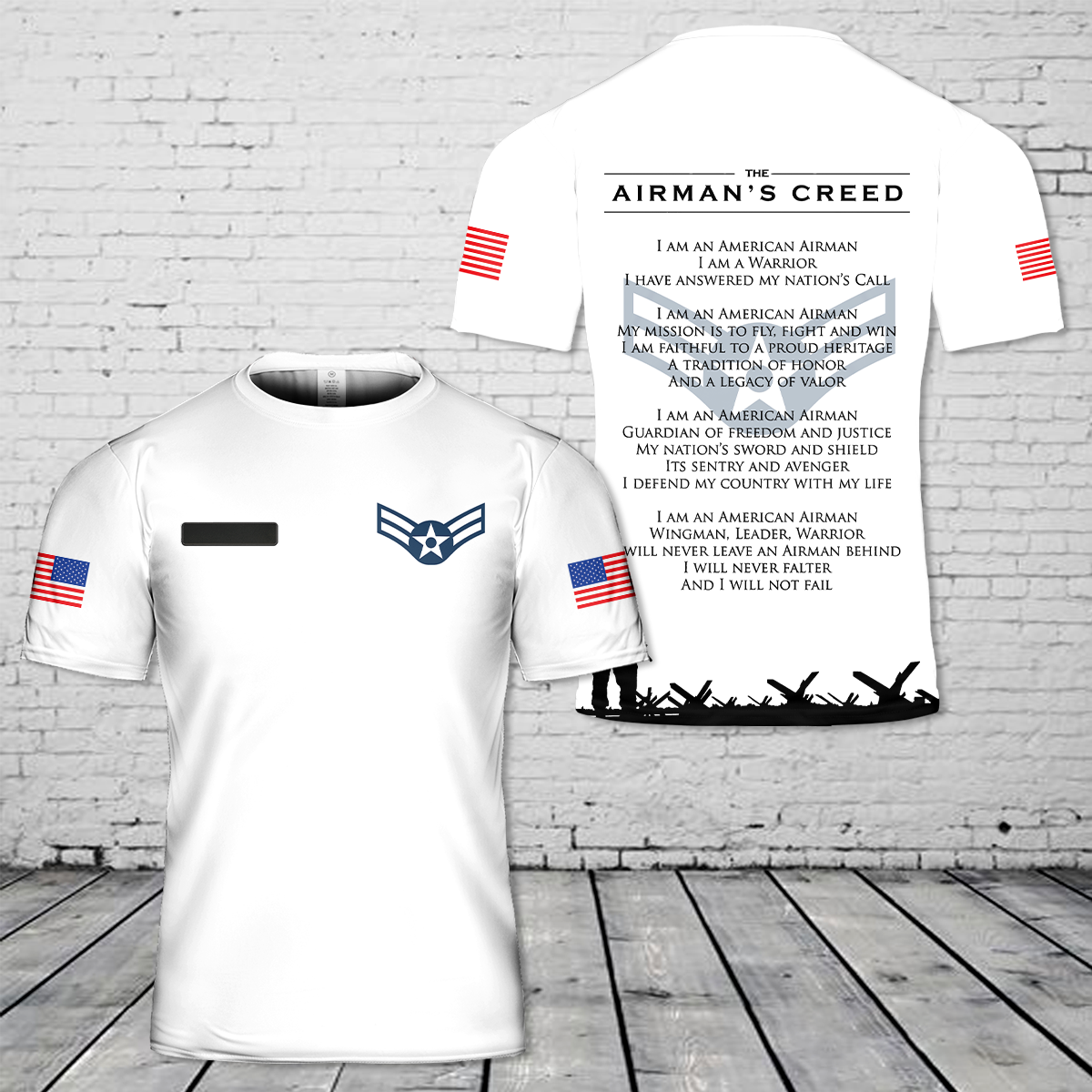 Custom Name US Airman's Creed T-Shirt 3D