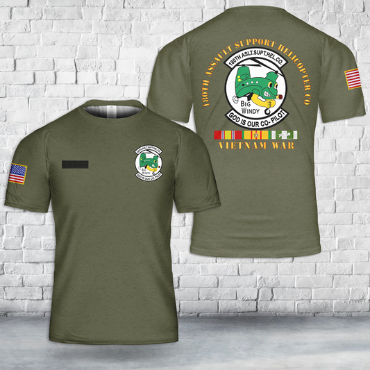 Custom Name US Army - 180th Assault Support Helicopter Company T-Shirt 3D
