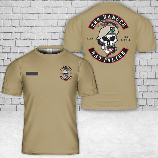 Custom Name US Army - 2nd Ranger Battalion T-Shirt 3D