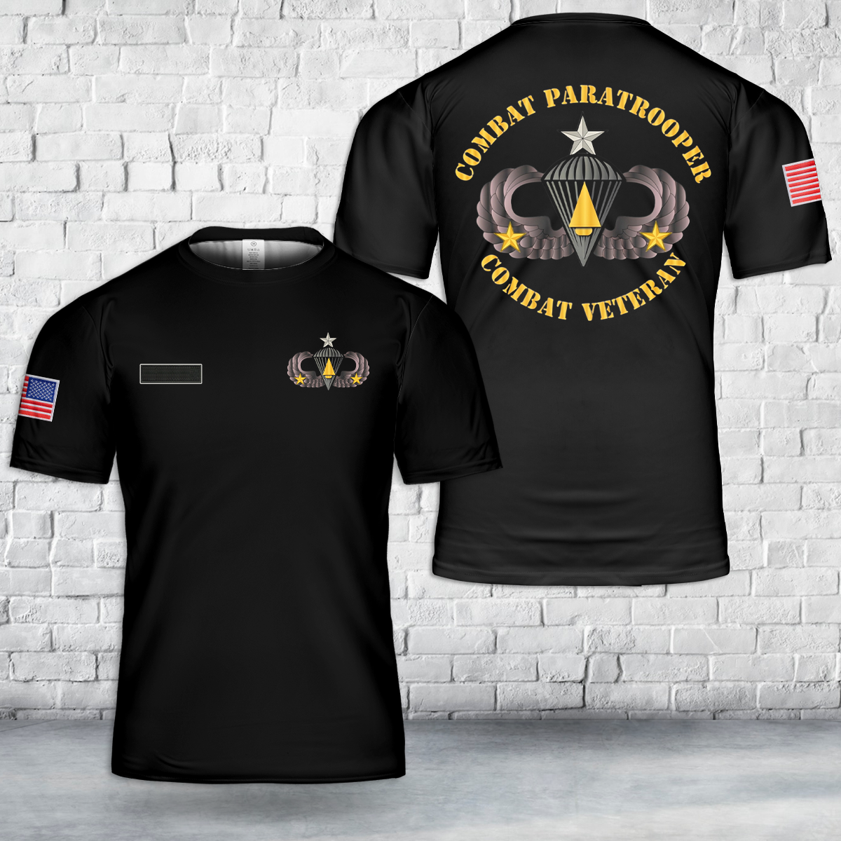 Custom Name US Army - Combat Paratrooper - Combat Veteran T-Shirt 3D