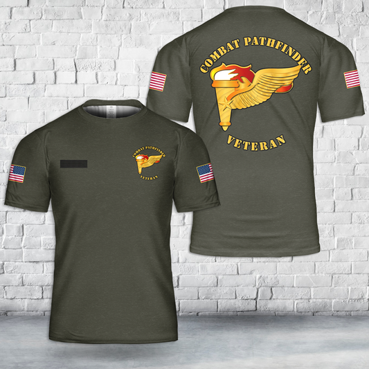 Custom Name US Army - Combat Pathfinder Veteran T-Shirt 3D