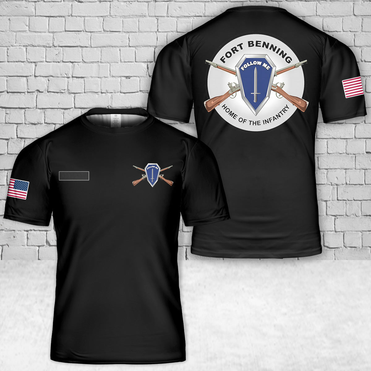 Custom Name US Army - Fort Benning, GA - Home of the Infantry T-Shirt 3D
