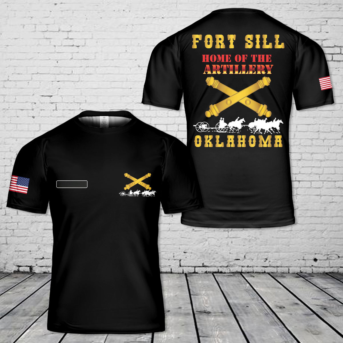 Custom Name US Army - Fort SIll, Home of Artillery T-Shirt 3D