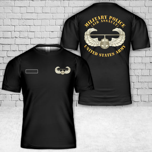 Custom Name US Army - Military Police w Air Assault Badge T-Shirt 3D