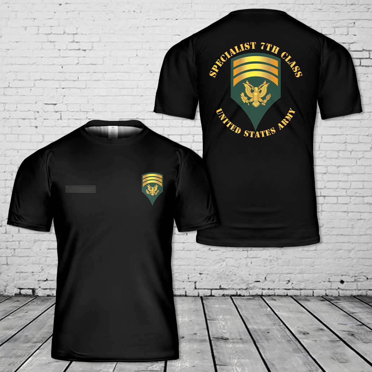 Custom Name US Army - Specialist 7th Class - SP7 T-Shirt 3D