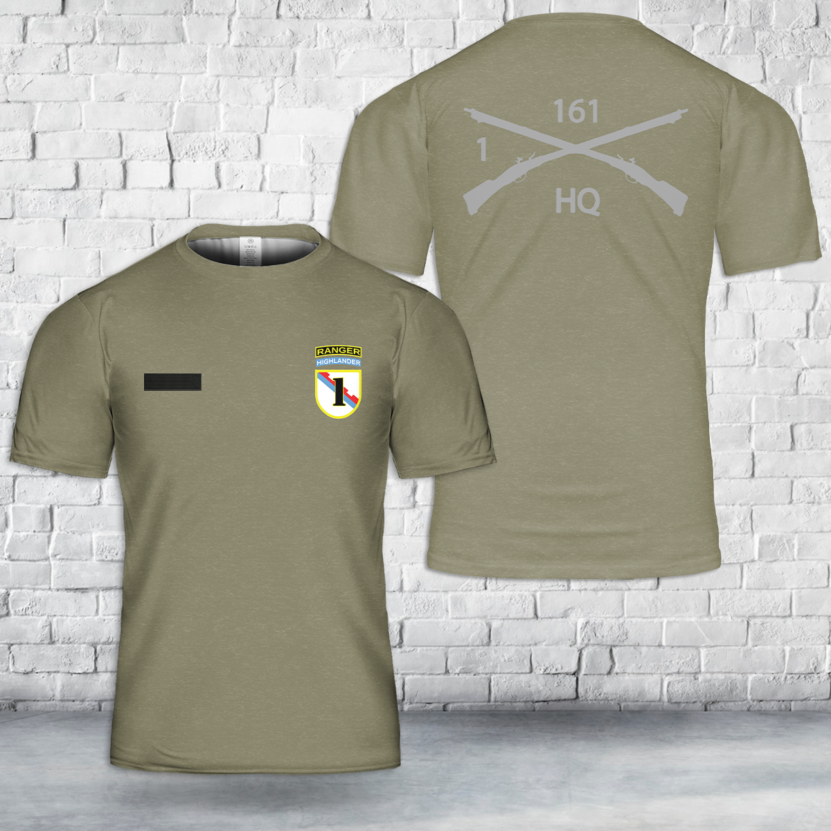 Custom Name US Army 1-161 Infantry Regiment "Highlanders" T-Shirt 3D