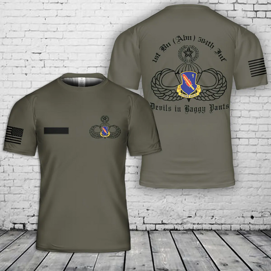 Custom Name US Army 1-504th Infantry Regiment 82nd Airborne Division T-Shirt 3D