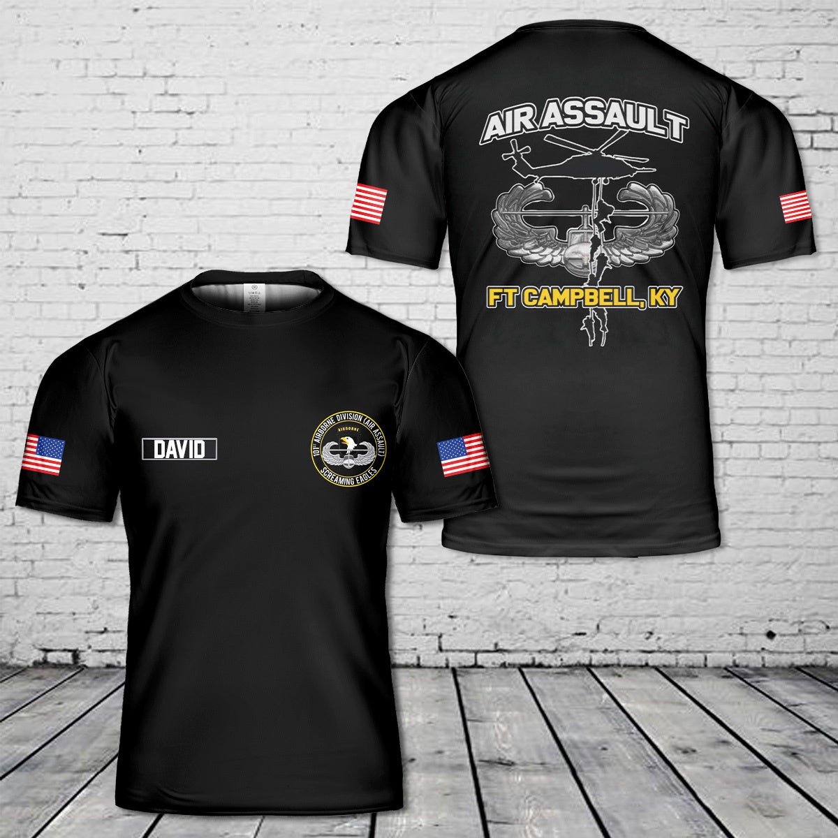 Custom Name US Army 101st Airborne Division Air Assault Ft Campbell 3D T-Shirt