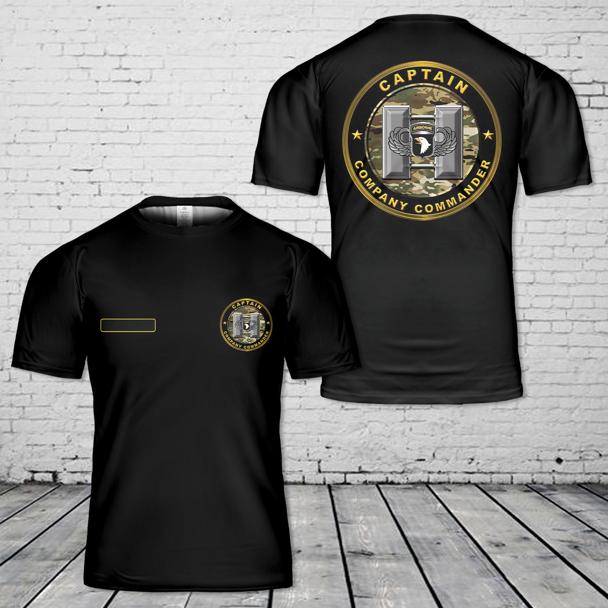 Custom Name US Army 101st Airborne Division Captain Company Commander T-Shirt 3D