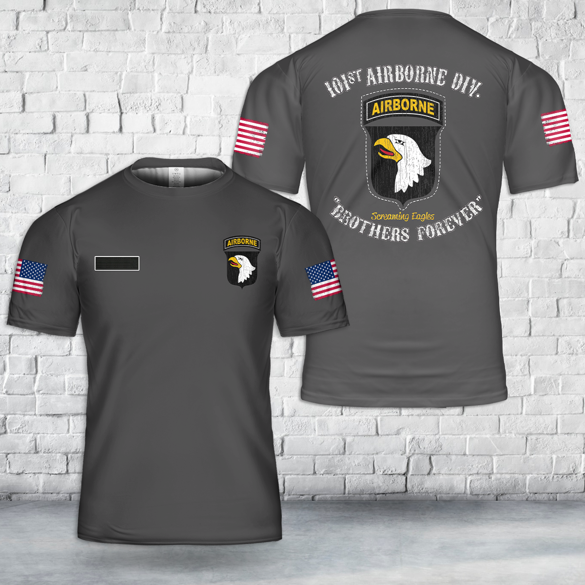 Custom Name US Army 101st Airborne Division Retro T-Shirt 3D