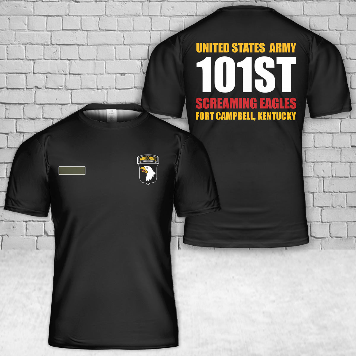 Custom Name US Army 101st Airborne Division Screaming Eagles Fort Campbell Kentucky T-Shirt 3D
