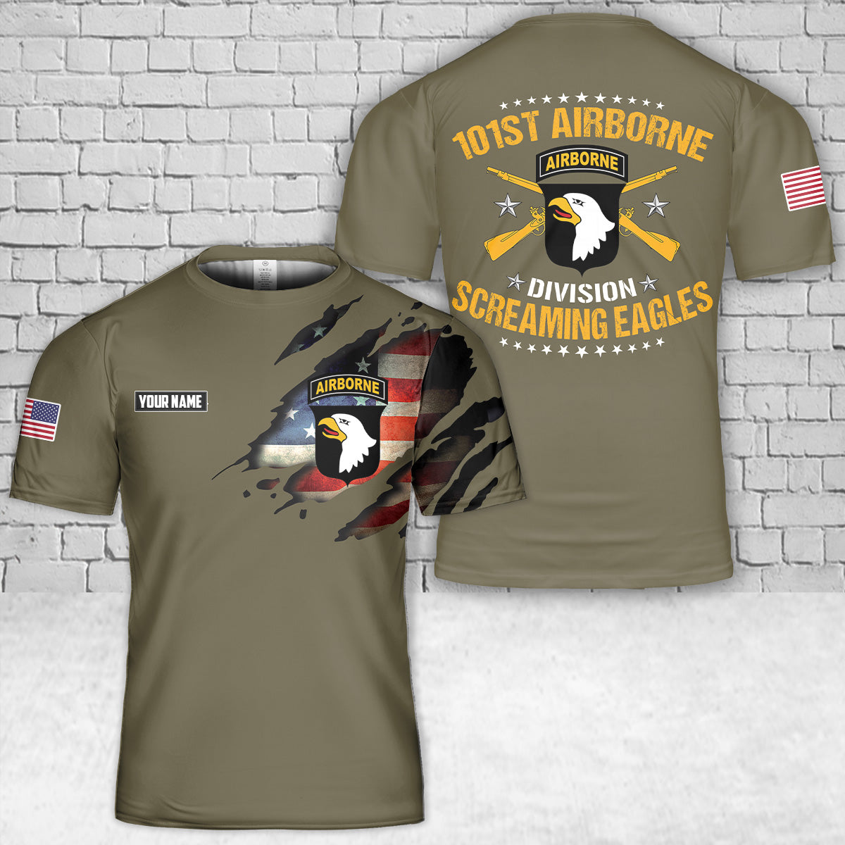 Custom Name US Army 101st Airborne Division T-Shirt 3D