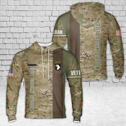 Custom Name US Army 101st Airborne Division Veterans Hoodie 3D