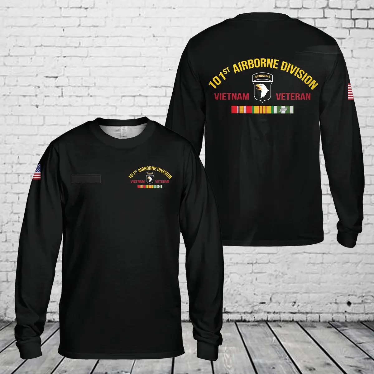 Custom Name US Army 101st Airborne Division Vietnam Veteran AOP Long Sleeve Shirt