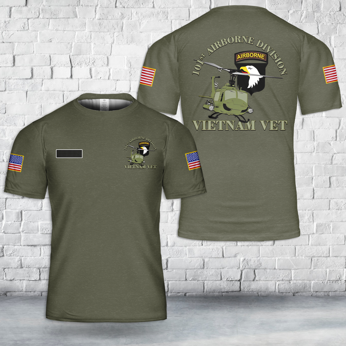 Custom Name US Army 101st Airborne Division Vietnam Veteran T-Shirt 3D