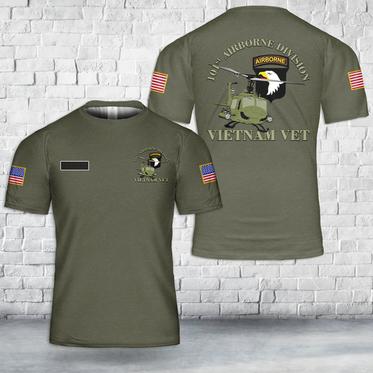 Custom Name US Army 101st Airborne Division Vietnam Veteran T-Shirt 3D