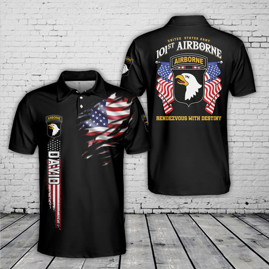 Custom Name US Army 101st Airborne Paratrooper Polo Shirt