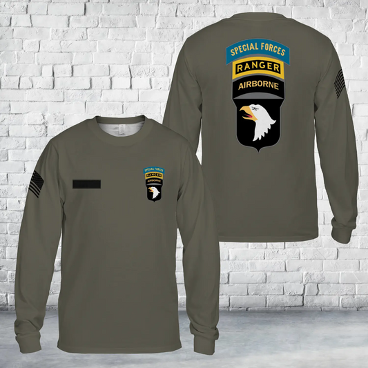 Custom Name US Army 101st Airborne Ranger Special Forces AOP Long Sleeve Shirt