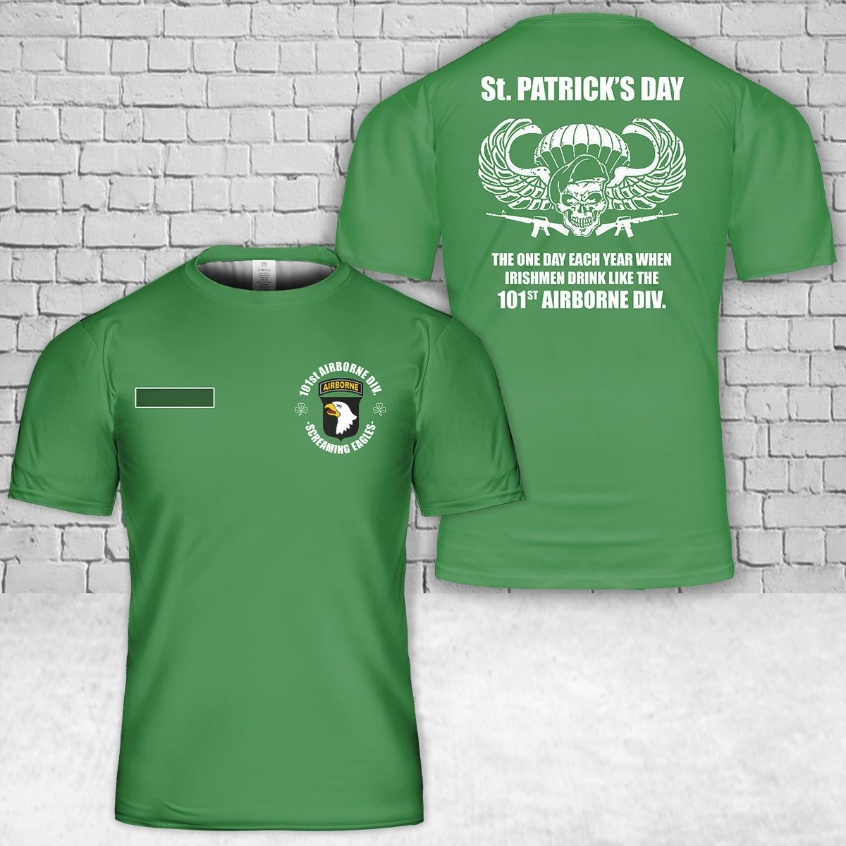 Custom Name US Army 101st Airborne, St Patrick's Day T-Shirt 3D