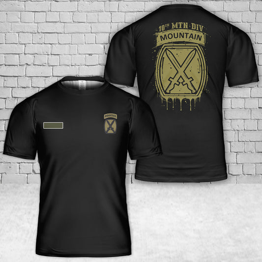 Custom Name US Army 10th Mountain Division T-Shirt 3D