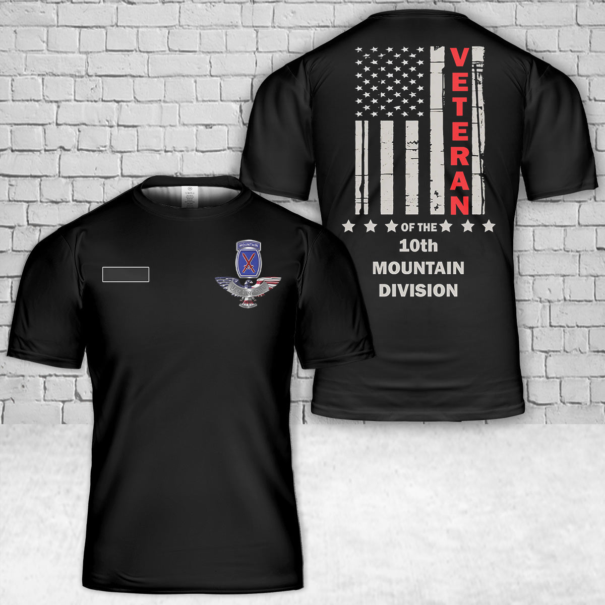 Custom Name US Army 10th Mountain Division Veteran T-Shirt 3D