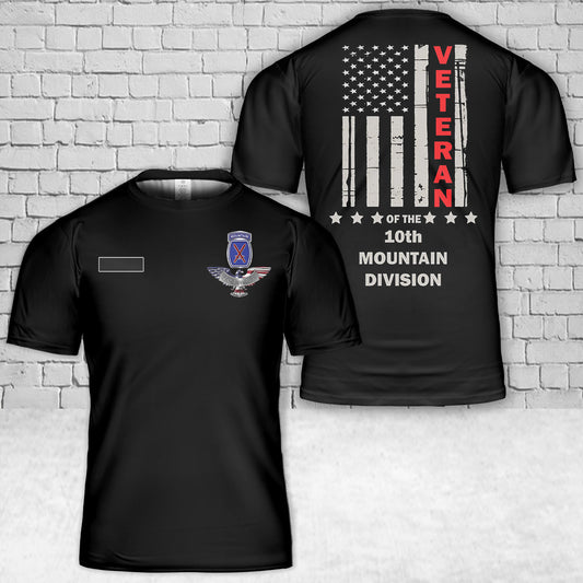 Custom Name US Army 10th Mountain Division Veteran T-Shirt 3D