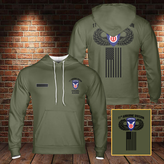 Custom Name US Army 11th Airborne Division Fairbanks Alaska Hoodie 3D