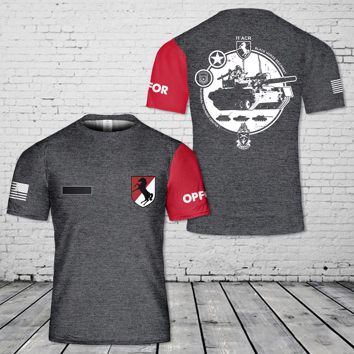 Custom Name US Army 11th Armored Cavalry T-Shirt 3D