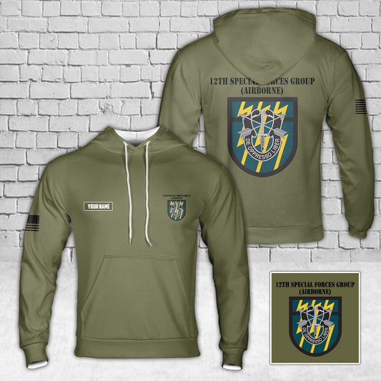 Custom Name US Army 12th Special Forces Group Hoodie 3D